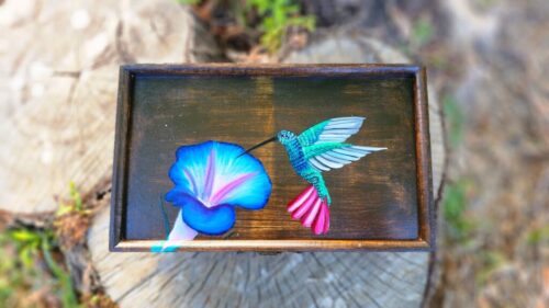 Hummingbird & Morning Glory - Trinket Box (Jewelry Box)