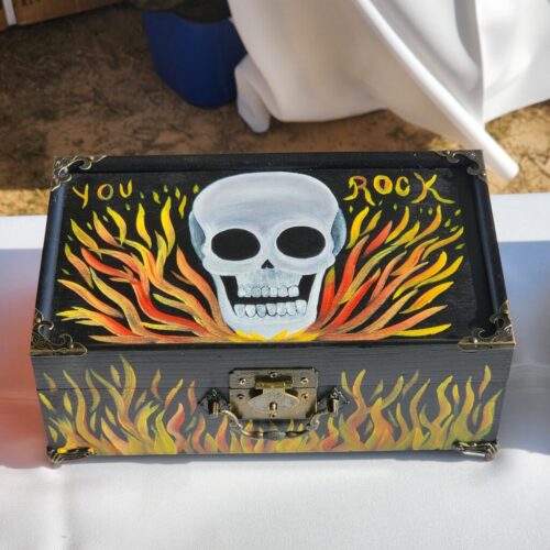 Fire Flame Black Trinket/Jewelry Wooden Box