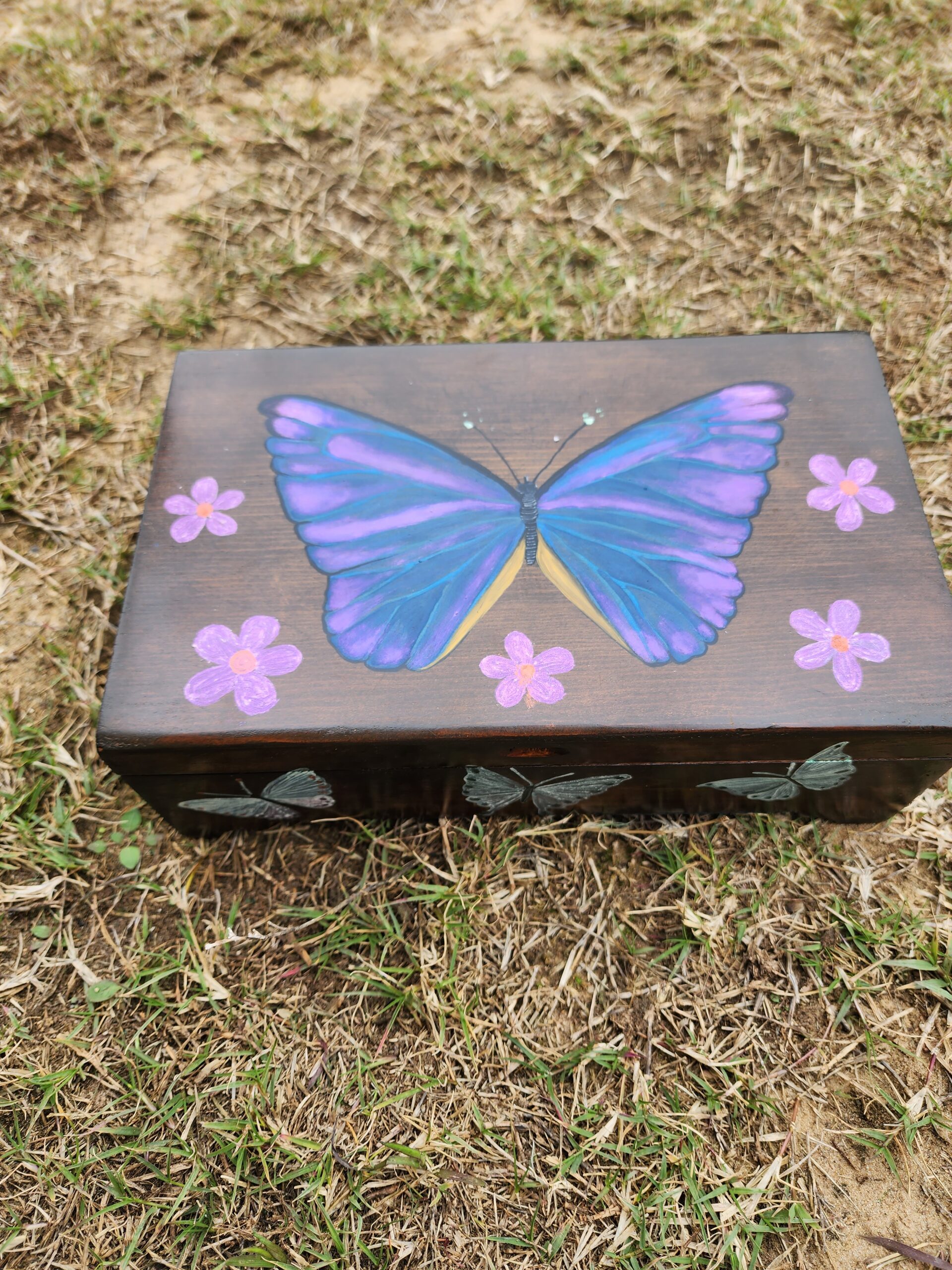 Wood box. Painted with metalic oil paint.