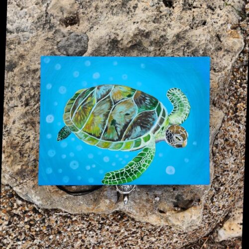 Sea Turtle Trinket Antique Wooden Box