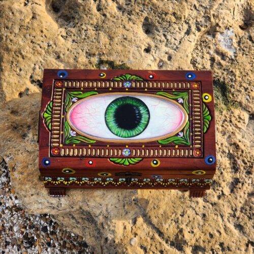 Eye Trinket/Jewelry Antique Wooden Box