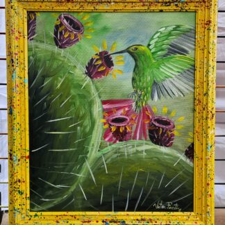 Hummingbird & Cacti Painting