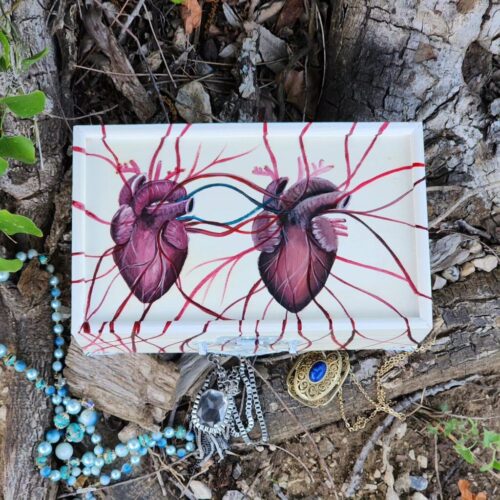 Double Heart - Handpainted Wooden Jewelry Box