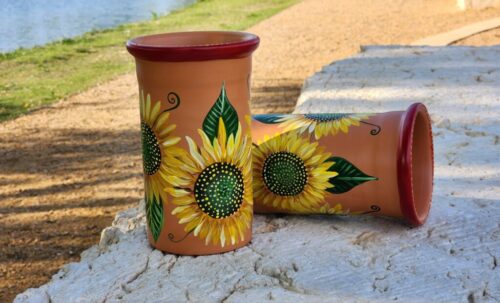 Sunflower Design | Terra Cotta Vase