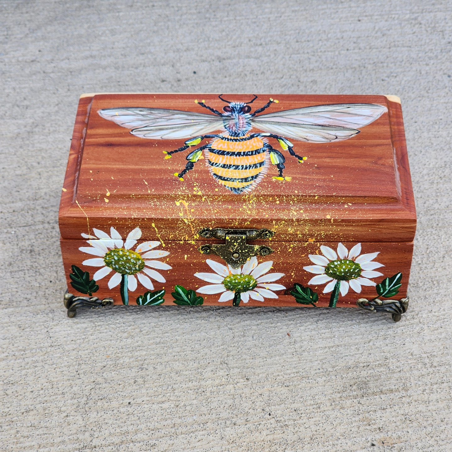 Repurposed antique wooden jewelry with bee