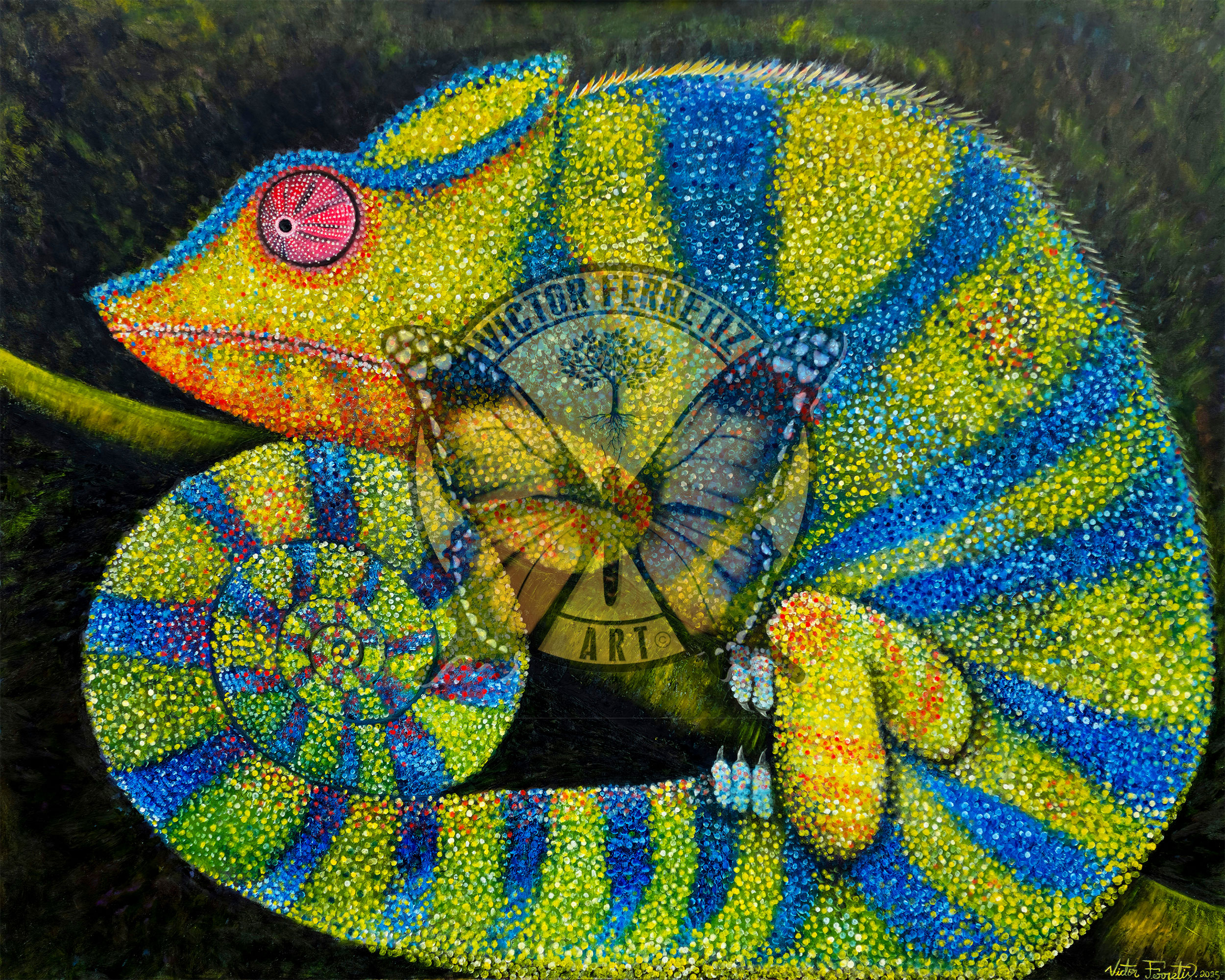Panther Chameleon Oil on Canvas 48" x 60" $4,500