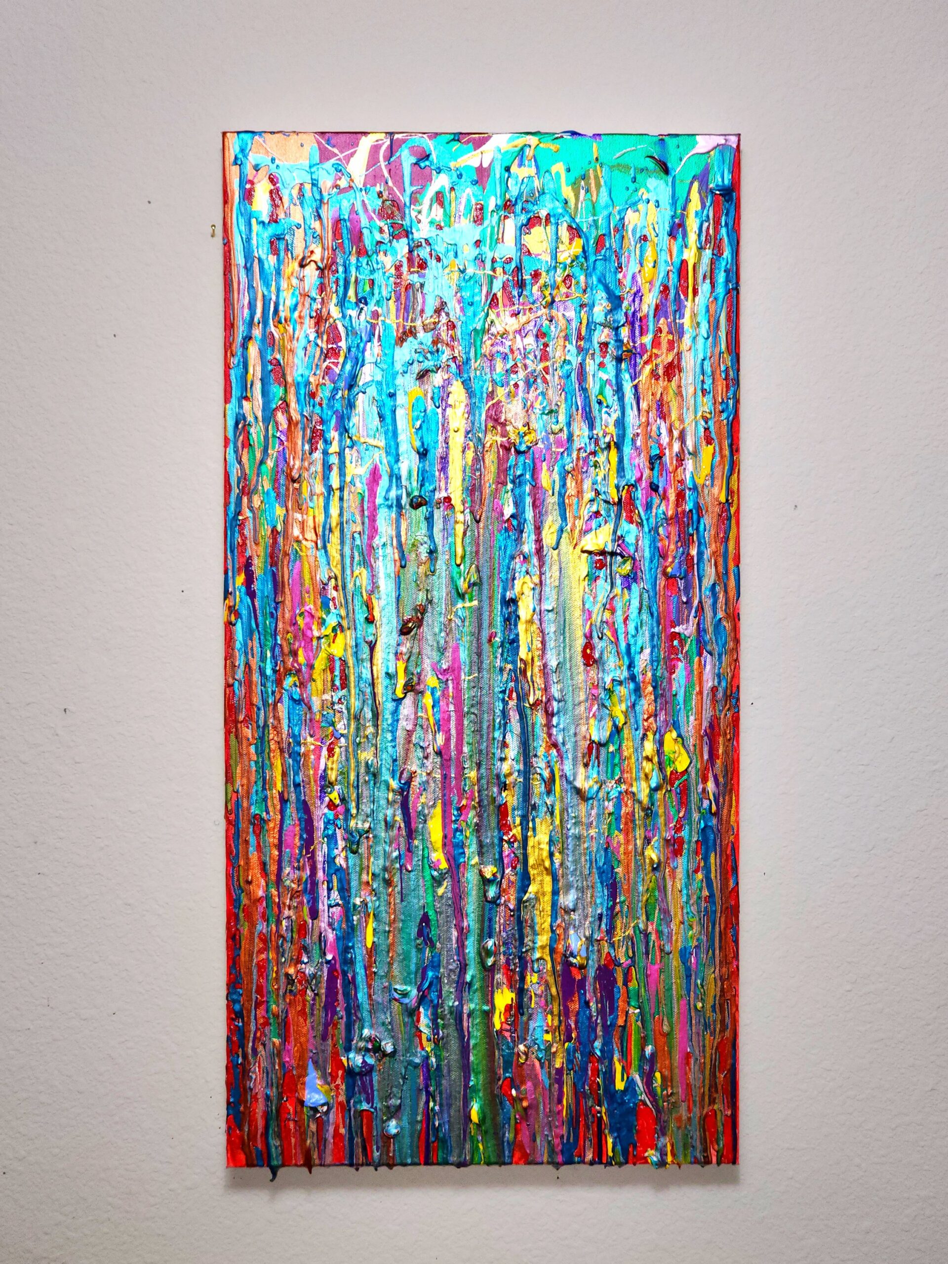 Original abstract painting made with acrylic and metallic paint.