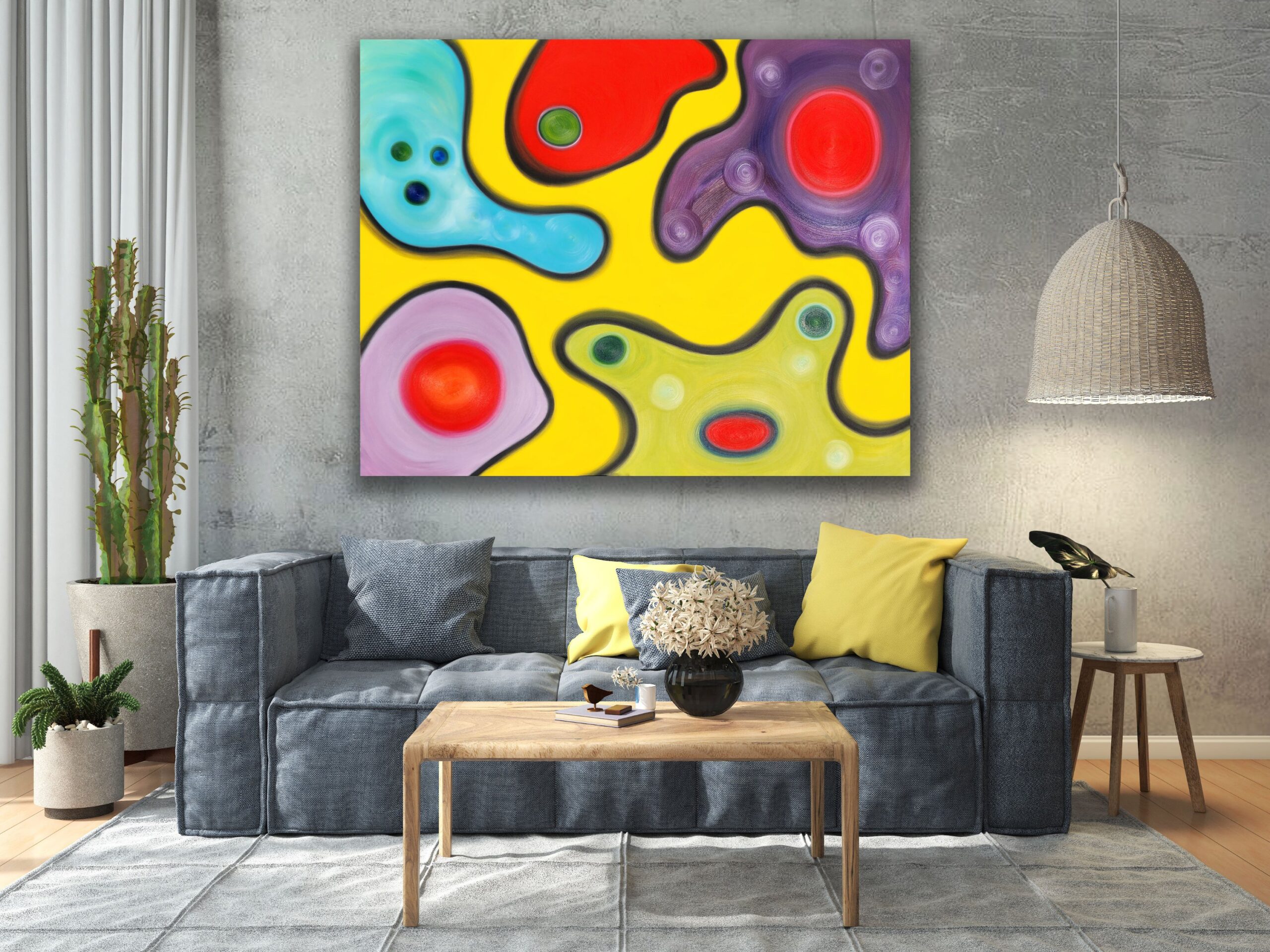 This is an original minimalist painting painted with oil on a 48x60 inch canvas.